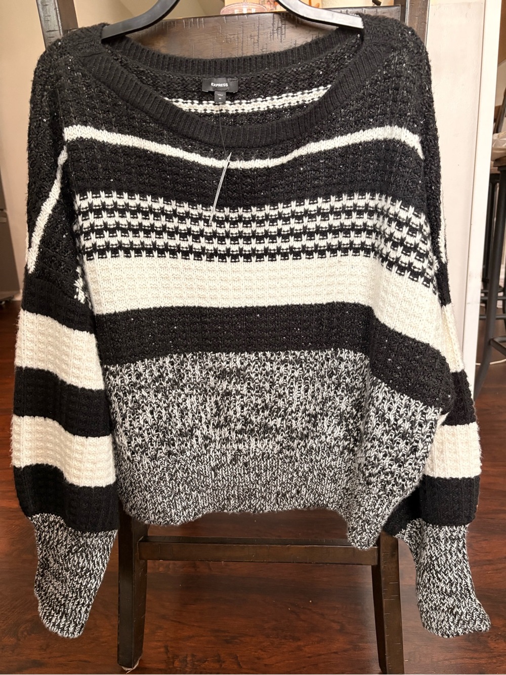 NWT Express Women’s Black & White Striped Knit Sweater